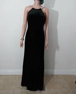 Aqua Größe 0 Damen Schwarz Samt Kleid Strass Träger Hochzeit Ball Maxikleid  - Bild 1 von 12