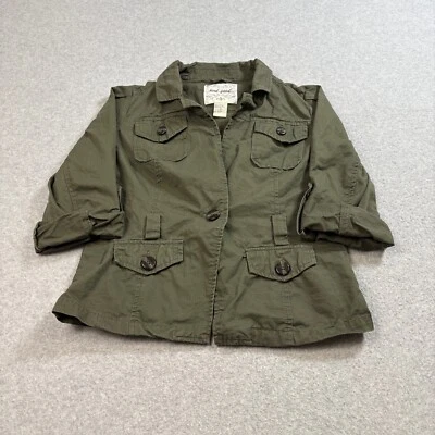 Chaqueta Wet Seal Mujer M Verde Botón Bolsillo Militar Ejército Tareas Granero Grunge Y2K Foto 1 de 4