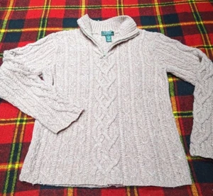 Suéter de lana tejido a mano Ralph Lauren de colección 1/4 con cremallera para mujer M rosa grueso pescador - Imagen 1 de 4