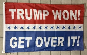 Donald Trump ganó la bandera Get Over It ENVÍO GRATUITO EE. UU. Vance republicano MAGA signo 3x5' - Imagen 1 de 1