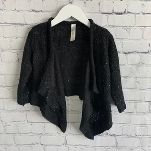 Cherokee Girls Black Sequin Shrug Crop Knit Sweater Holiday S 6/6X - Picture 1 of 4