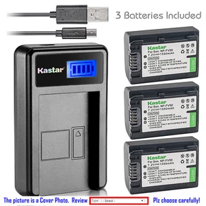 Kastar Battery LCD Charger for Sony NP-FV50 & Sony DCR-SX43 DCR-SX44 DCR-SX45 - Picture 1 of 11
