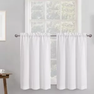 Chyhomenyc 2 Panels White Kitchen Curtains 36 Inch Length 30 x 36 inch, - Picture 1 of 8