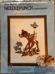 Disney Bambi Needle Punch Embroidery by Paragon Needlecraft Vintage Craft Kit - Picture 1 of 4