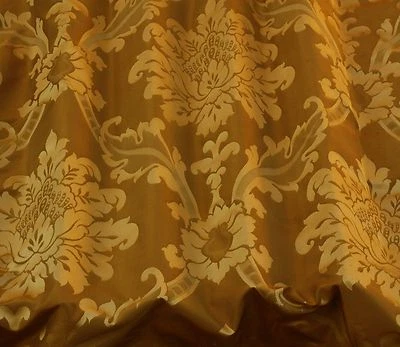 Bronze/Copper Damask Jacquard 100% Silk Fabric 54" Wide, By The Yard (JD-44107) - Image 1 of 2