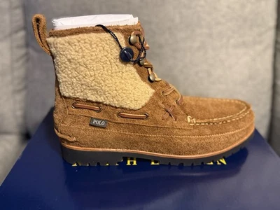 Botas Polo Country Ralph Lauren Ranger marrom médio camurça falso shearling 8 10.5 12 - Imagem 1 de 4