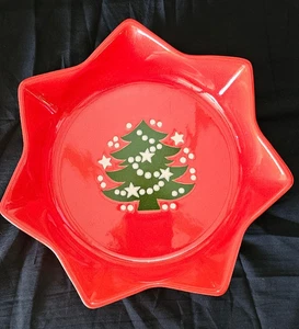 Waechtersbach Holiday Bowl Christmas Tree 10" Red Star Shaped Dish Germany - Picture 1 of 4