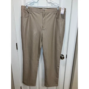 Pantalones de cuero vegano de tiro ultra alto rectos años 90 Abercrombie Fitch talla 35/20R nuevos con etiquetas - Imagen 1 de 6