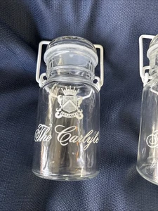 Vintage The Carlyle Hotel NYC Clear Glass Apothecary Jam Jar Bottles 5 Star Icon - Picture 1 of 3