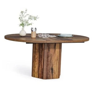  55-Inch Rustic Oval Dining Table for 6, Wood Kitchen Table, Country Chic  - Picture 1 of 8