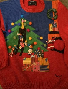 Vintage Raquel Collection peruanischer 3D-Strick Weihnachtspullover Medium Art to Wear - Bild 1 von 10