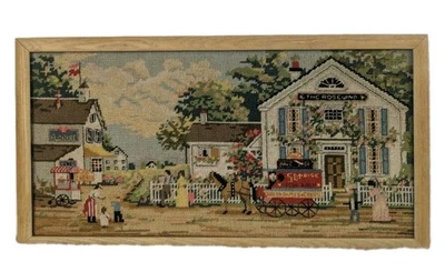 Completed Framed Needlepoint 1990 Dimensions #2375 ROSEWIND COUNTRY INN 21 x 11 - Image 1 of 4