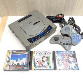 Sega Saturn Console Japan Bundle with 2 Controllers & 3 Games Tested EVANGELION