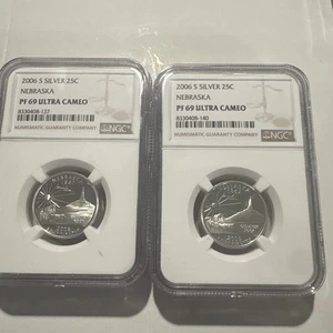 2006-S Silver 25C Nebraska NGC PF69 Ultra Cameo- LOT OF TWO - Picture 1 of 2