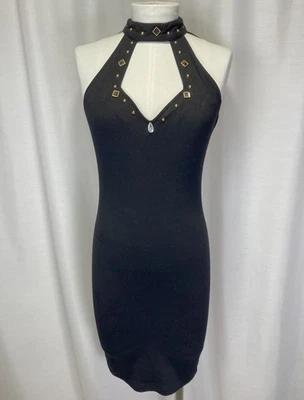 Vestido ceñido al cuerpo elástico cuello halter tachonado peep de colección años 90 para mujer talla mediana Foto 1 de 4