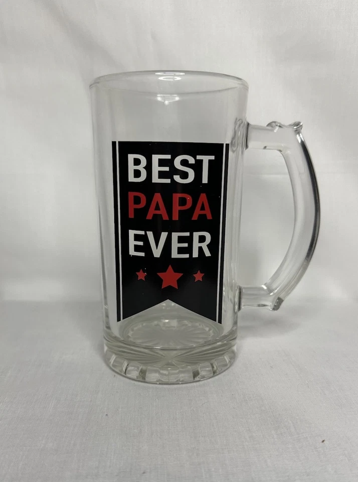 Taza de cerveza Best Papa Ever taza de vidrio con mango de vidrio de 16 oz Foto 1 de 1