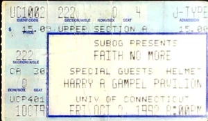 Faith No More Helmet Concert Show Ticket Stub Gampel Pavilion UConn CT 4/16/1993 - Picture 1 of 2