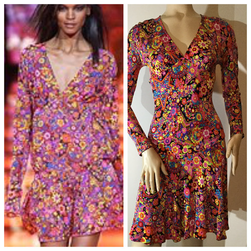 Abito floreale GIANNI VERSACE raro vintage da passerella circa 2002 autunno (taglia 40)