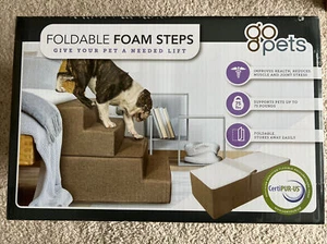 BEST PET STAIRS FOLDABLE FOAM STEPS TO 75 Lbs. BY GO PETS NON-SLIP MACHINE WASH - Picture 1 of 4