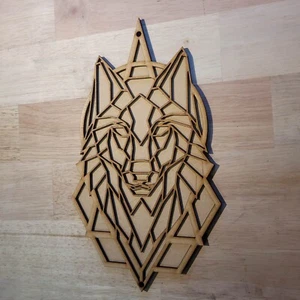 Large 3D Wooden Geometric Wolf Sign Wall Art Door Hanging Animal Plaque 6 mm - Picture 1 of 8