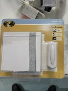 Hampton Bay Wireless Square Plug In Door Bell Kit in White with Gray Fabric - Picture 1 of 1