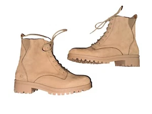 Lucky Brand Women LK-Haddley Tan Leather Lace Up Combat Boots Sz 10 Women Y2k - Picture 1 of 6