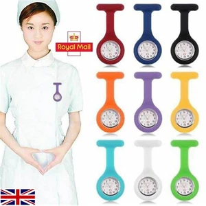 Silicon Nurse Watch Tunic Quartz Fob Pocket Brooch Washable + Free New Battery - Picture 1 of 31
