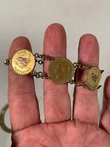 King George Lucky Farthing Jewelry Coin Bracelet Vtg 1939-1943 7.5" - Picture 1 of 6