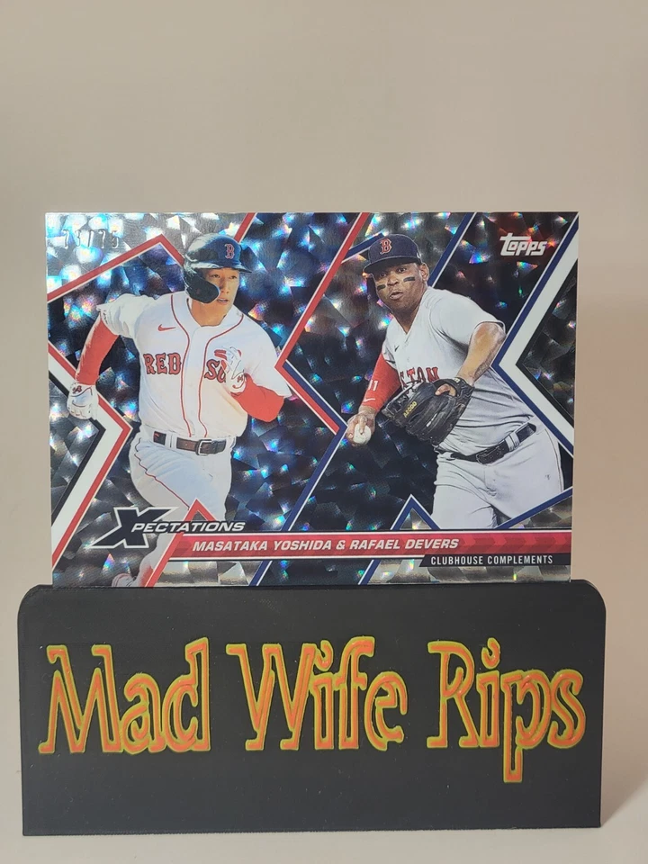 MASATAKA YOSHIDA RAFAEL DEVERS /75 TOPPS XPECTATIONS CRACKLE FOIL RC RED SOX #62 - Image 1 of 4