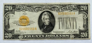 1928 $20 Gold Certificate Twenty Dollar Bill Gold Seal - Picture 1 of 8
