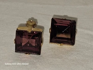 Agatha Ohrclips Clips Kristall Lila Ohrschmuck Vergoldet Neuwertig - Bild 1 von 7