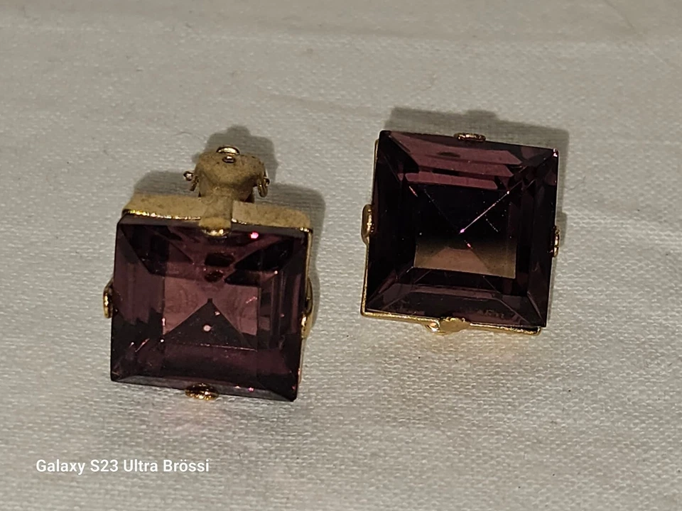 Agatha Ohrclips Clips Kristall Lila Ohrschmuck Vergoldet Neuwertig - Bild 1 von 4