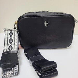 Simply Southern Vegan Leather Black Crossbody Purse (2) Guitar Straps NEW - Picture 1 of 3