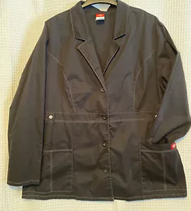 Dickies Women's Gen Flex Youtility Lab Coat Size 2XL Black Pockets Stitching VG  - Picture 1 of 10