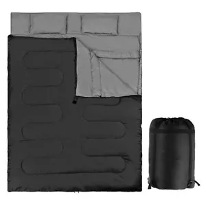 2 IN 1 Double Sleeping Bag Extra Large Waterproof Carrying Bag Camping 220X150CM - Picture 1 of 10