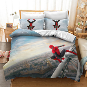 3D Spider Man Bedding Set Single Double Quilt Cover Duvet Cover Pillowcase &1
