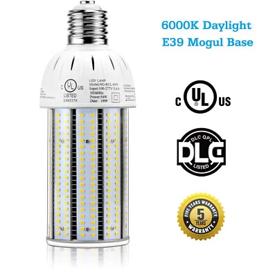 54W LED Corn Light Bulb, E39 Large Mogul Base LED Street Area Light 6000K UL DLC - Image 1 of 4