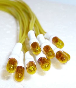2K164 10 x 12volts 80ma Yellow Grain of Wheat Light Bulbs + 150mm Wires - Picture 1 of 5