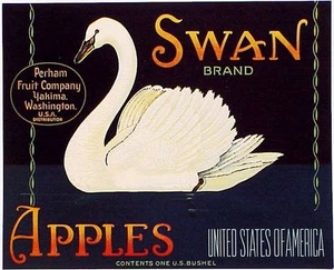*Original* SWAN Trumpeter Bird Yakima Wash Perham Apple Crate Label NOT A COPY! - Picture 1 of 1