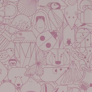 Designtex Beguiled By The Wild lt. purple Funky Animals Vinyl Upholstery Fabric - Picture 1 of 1