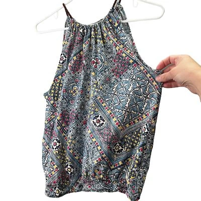 Top tejido sin mangas de mezclilla Chaps M correa de cuero cierre de cadena cachemira calado Foto 1 de 4