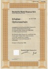 Deutsche Bank AG Inhaber Optionsschein 1986 - Historisches Wertpapier