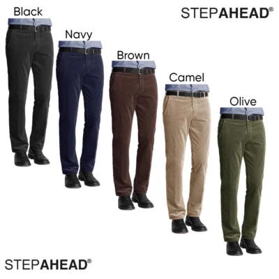 STEP AHEAD Pantaloni STEPAHEAD da uomo in velluto a coste pantaloni formali intelligenti casual in cotone