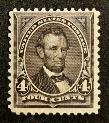 brimar: Scott #254 de EE. UU. como nuevo (MHR, OG) LINCOLN 4¢, H, con bisagras/remanente, SCV $200 Foto 1 de 4