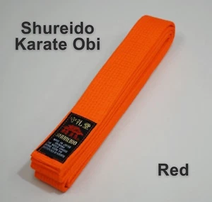 SHUREIDO BW Karate Red Belt Obi 100% Cotton Made in Japan Okinawa Brand - Picture 1 of 1