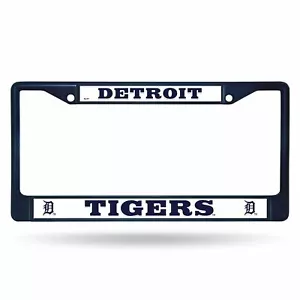 Detroit Tigers Chrome License Plate Frame Tag Cover Car/Auto FCC Navy - Picture 1 of 1