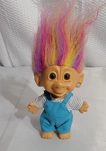  VINTAGE 90's 4" Russ Bright Troll Doll Rainbow Hair Heart Earring Toy - Picture 1 of 9