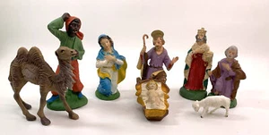 Vintage Italy Nativity Holy Family 6 Piece Chalkware Christmas - Picture 1 of 8