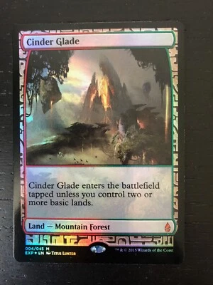 Magic the Gathering Foil Cinder Glade Zendikar Expeditions BFZ Battle Land - Image 1 of 3