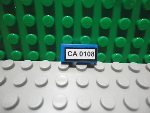 Lego 1 Blue 1x2 tile with sticker of license plate CA 0108 pattern - Picture 1 of 1